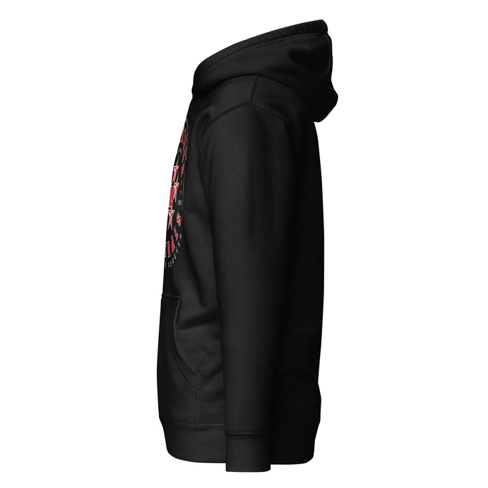 Side view of MacArthur High School Generals Black Premium Unisex Hoodie 214