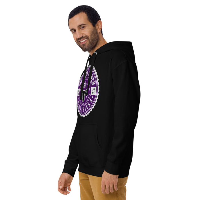 Man wearing a Morton Ranch High School Mavericks Premium Black Hoodie 213