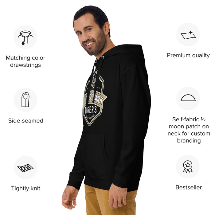 Man wearing Cypress Park High School Tigers Black Premium Unisex Hoodie 209