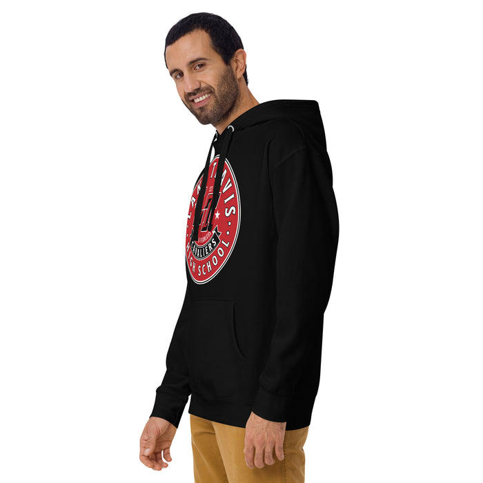 Man wearing Lake Travis High School Cavaliers Black Premium Unisex Hoodie 215