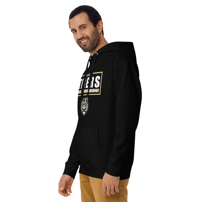Man wearing Conroe High School Tigers Black Premium Unisex Hoodie 049