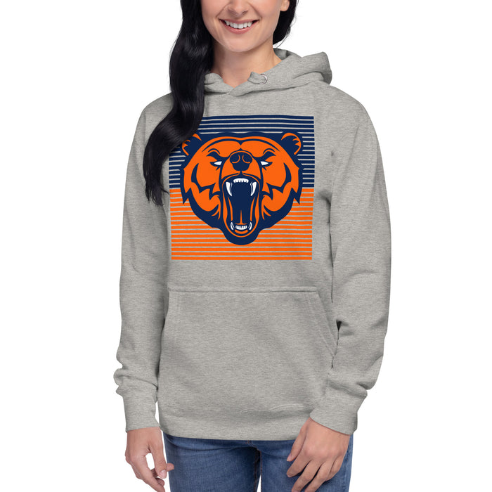 Woman wearing a Bridgeland High School Bears Premium Carbon Grey Hoodie 27