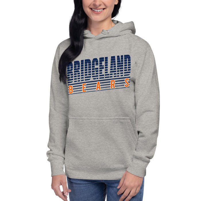 Woman wearing a Bridgeland High School Bears Premium Carbon Grey Hoodie 32