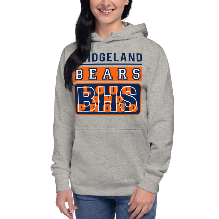 Woman wearing a Bridgeland High School Bears Premium Carbon Grey Hoodie 86