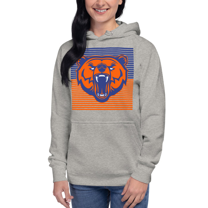 Woman wearing a Grand Oaks High School Grizzlies Carbon Grey Premium Hoodie 27