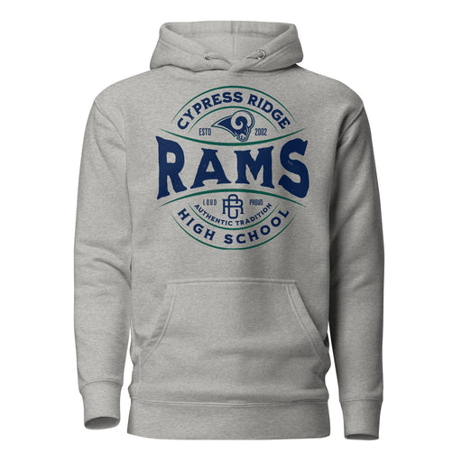 Cypress Ridge High School Rams Carbon Grey Premium Unisex Hoodie 218