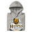 A close-up picture of a carbon grey hoodie with the Hastings High School Bears logo folded neatly. This hoodie features design #219