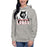 Woman wearing Langham Creek High School Lobos Carbon Grey Premium Unisex Hoodie 202