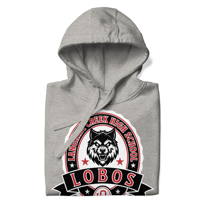 Neatly folded Langham Creek High School Lobos Carbon Grey Premium Unisex Hoodie 212