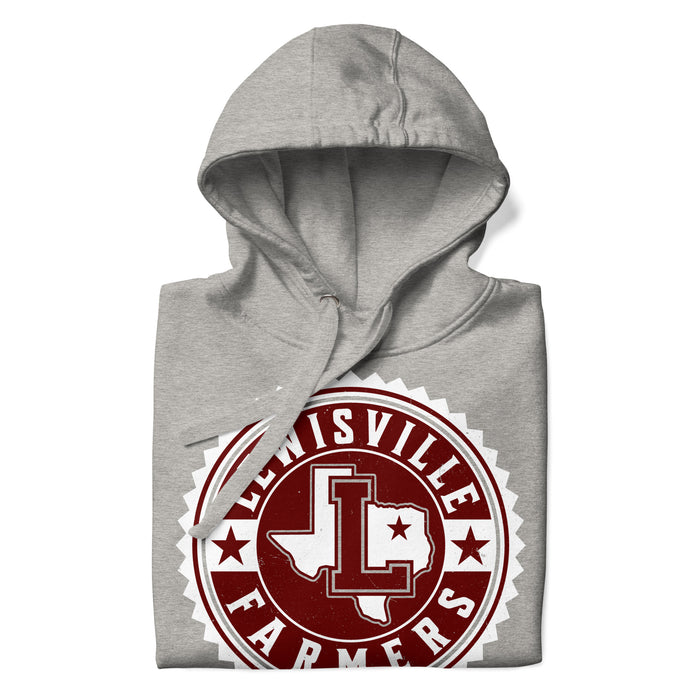 Neatly folded Lewisville High School Farmers Grey Premium Unisex Hoodie 203