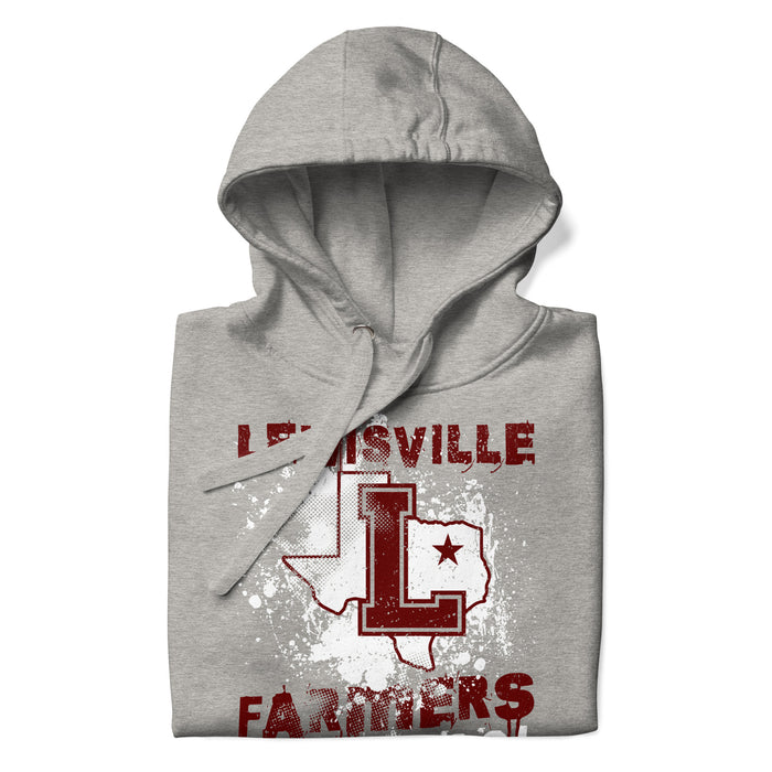 Neatly folded Lewisville High School Farmers Grey Premium Unisex Hoodie 205