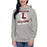 Woman wearing Lewisville High School Farmers Grey Premium Unisex Hoodie 205