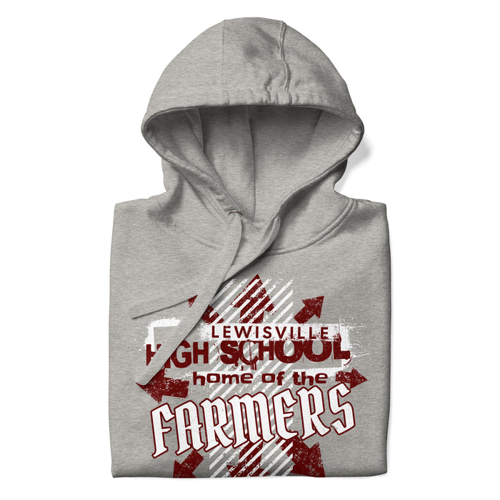 Neatly folded view of Lewisville High School Farmers Grey Premium Unisex Hoodie 210