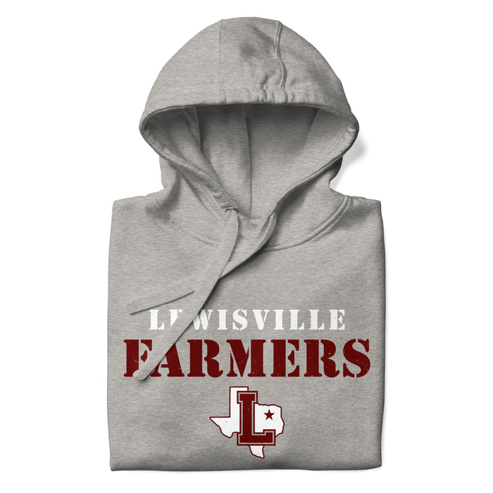 Neatly folded Lewisville High School Farmers Grey Premium Unisex Hoodie 222