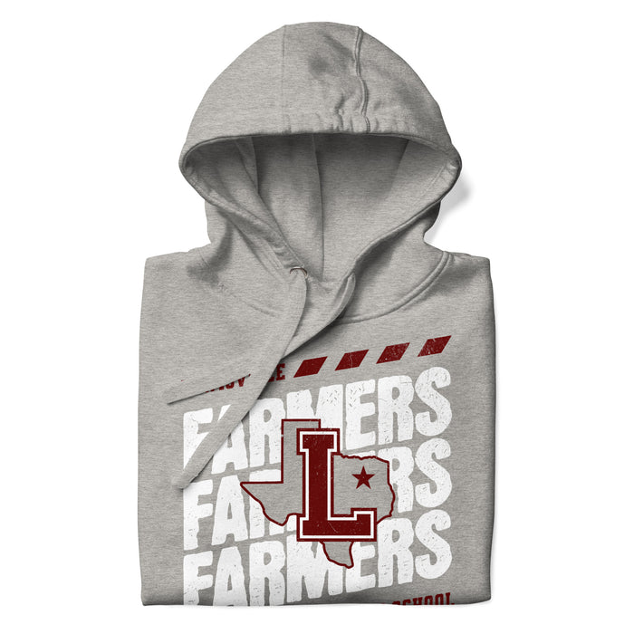 Neatly folded Lewisville High School Farmers Grey Premium Unisex Hoodie 223
