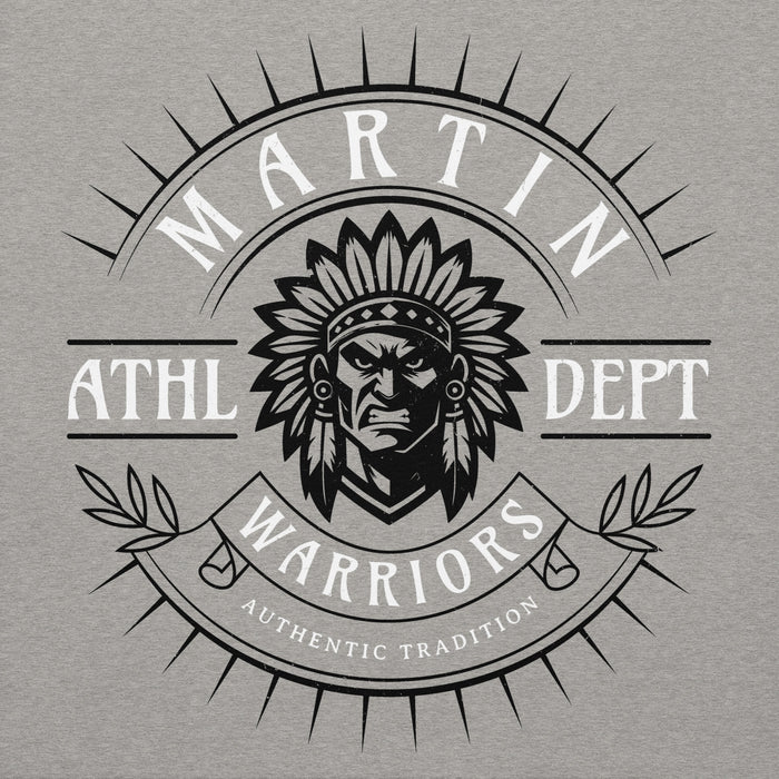 Close-up view of Martin High School Warriors Grey Premium Unisex Hoodie 201