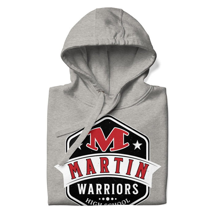 Neatly folded Martin High School Warriors Grey Premium Unisex Hoodie 209