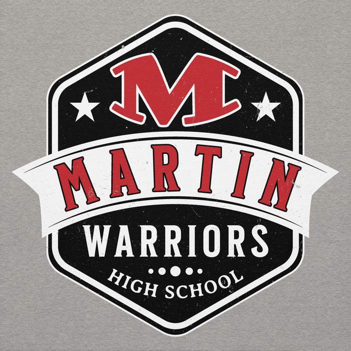 Close-up view of Martin High School Warriors Grey Premium Unisex Hoodie 209