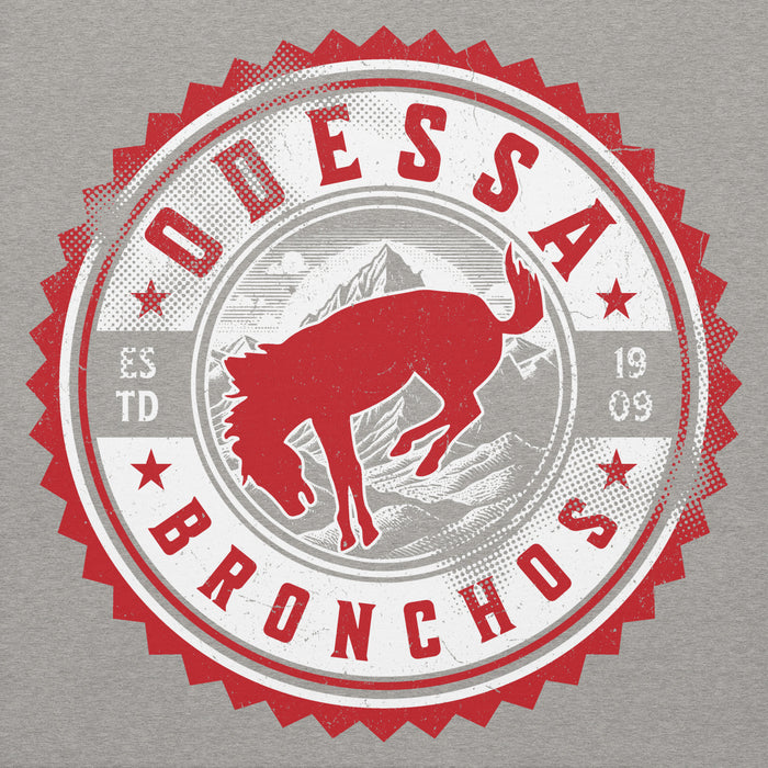 Close-up view of Odessa High School Bronchos Grey Premium Unisex Hoodie 203