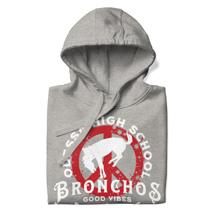 Neatly folded Odessa High School Bronchos Grey Premium Unisex Hoodie 206