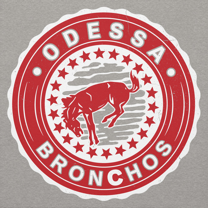 Close-up view of Odessa High School Bronchos Grey Premium Unisex Hoodie 216