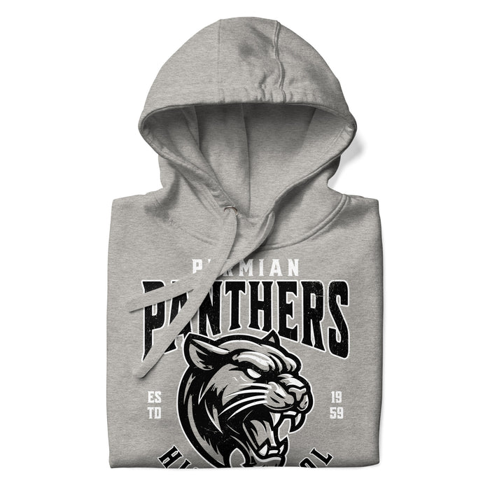 Neatly folded Permian High School Panthers Grey Premium Unisex Hoodie 213