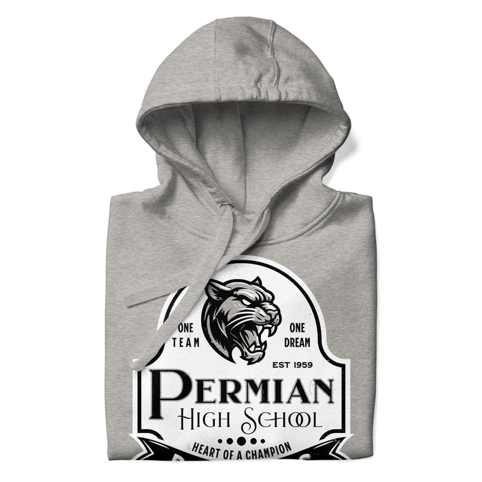 Neatly folded Permian High School Panthers Grey Premium Unisex Hoodie 219