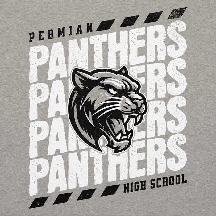 Close-up view of Permian High School Panthers Grey Premium Unisex Hoodie 223