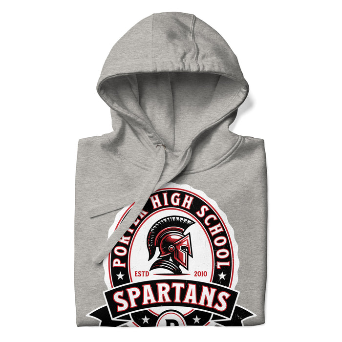 Neatly folded Porter High School Spartans Grey Premium Unisex T-shirt 212