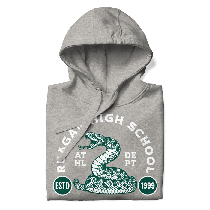 Neatly folded Reagan High School Rattlers Premium Carbon Grey Hoodie 208