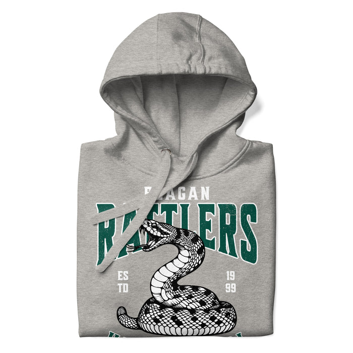 Neatly folded Reagan High School Rattlers Premium Carbon Grey Hoodie 213