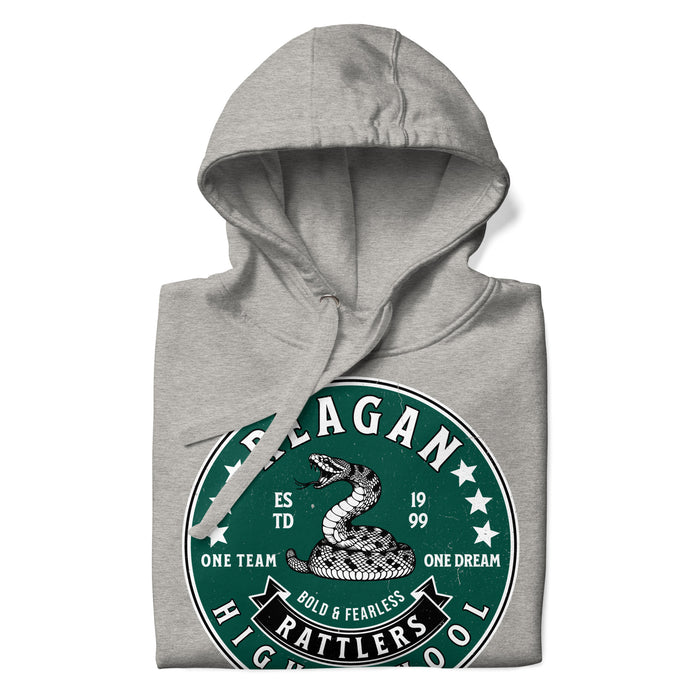 Neatly folded Reagan High School Rattlers Premium Carbon Grey Hoodie 215