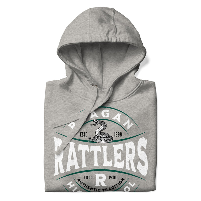 Neatly folded Reagan High School Rattlers Premium Carbon Grey Hoodie 218