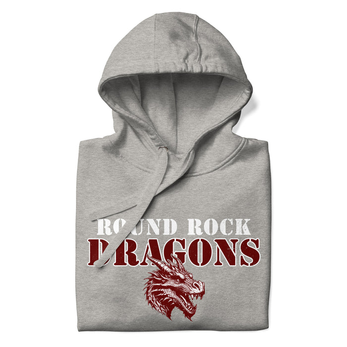 Neatly folded Round Rock High School Dragons Grey Premium Unisex Hoodie 222