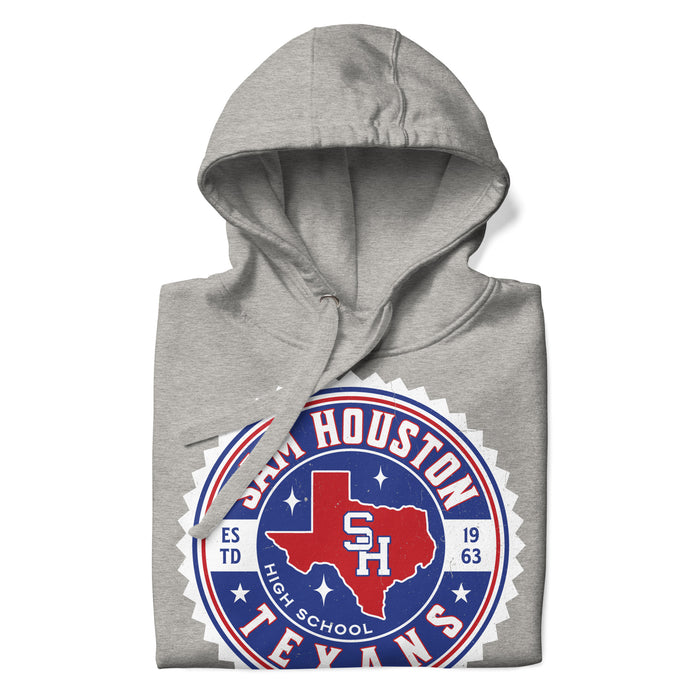 Neatly folded Sam Houston High School Texans Grey Premium Unisex Hoodie 203