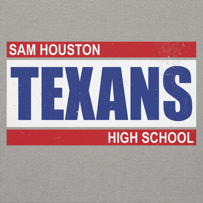 Close-up view of Sam Houston High School Texans Grey Premium Unisex Hoodie 098