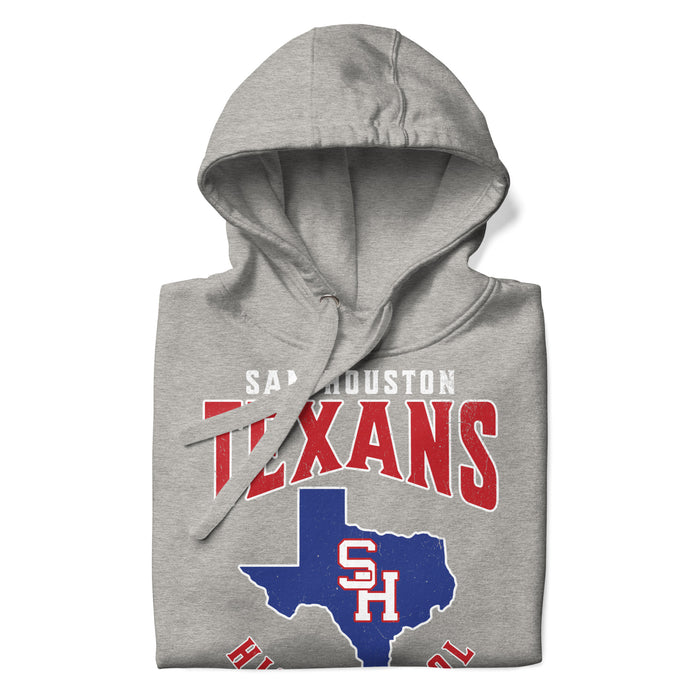 Neatly folded Sam Houston High School Texans Grey Premium Unisex Hoodie 213