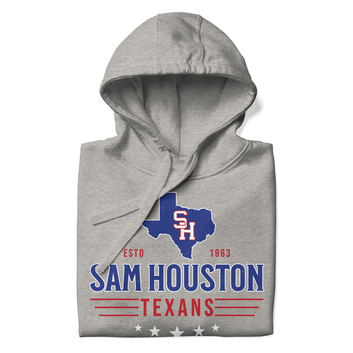 Neatly folded Sam Houston High School Texans Grey Premium Unisex Hoodie 217