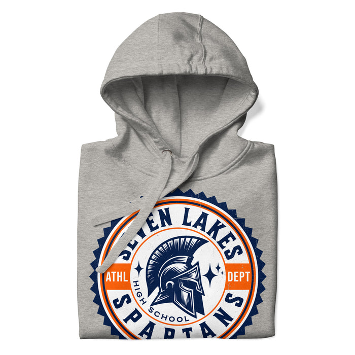 Neatly folded view of Seven Lakes High School Spartans Grey Premium Unisex Hoodie 203