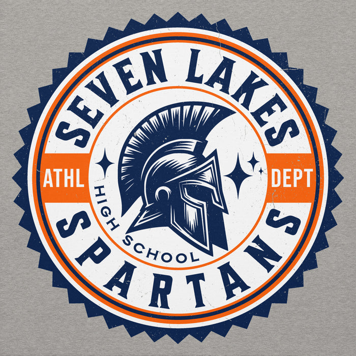 Close-up view of Seven Lakes High School Spartans Grey Premium Unisex Hoodie 203