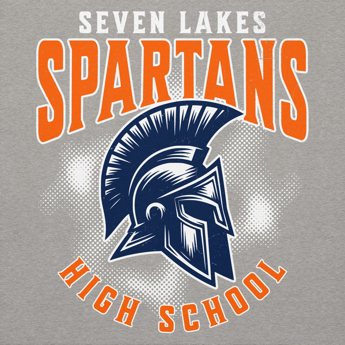 Close-up view of Seven Lakes High School Spartans Grey Premium Unisex Hoodie 213