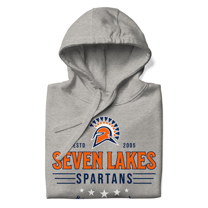 Neatly folded view of Seven Lakes High School Spartans Grey Premium Unisex Hoodie 217