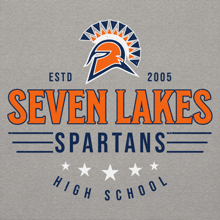 Close-up view of Seven Lakes High School Spartans Grey Premium Unisex Hoodie 217