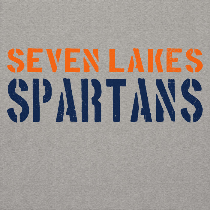 Close-up view of Seven Lakes High School Spartans Grey Premium Unisex Hoodie 017