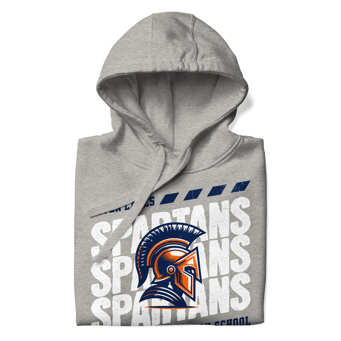 Neatly folded view of Seven Lakes High School Spartans Grey Premium Unisex Hoodie 223