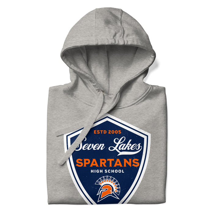 Neatly folded Seven Lakes High School Spartans Grey Premium Unisex Hoodie 225