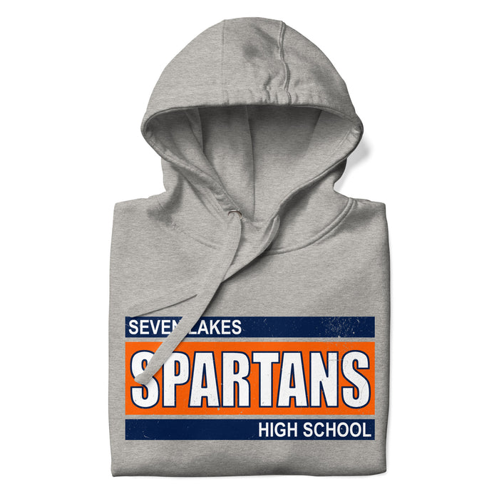 Neatly folded Seven Lakes High School Spartans Grey Premium Unisex Hoodie 098