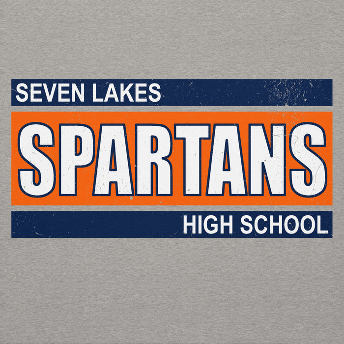 Close-up view of Seven Lakes High School Spartans Grey Premium Unisex Hoodie 098