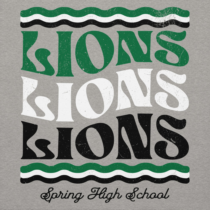 Close-up view of Spring High School Lions Grey Premium Unisex Hoodie 210