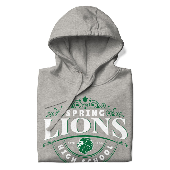 Neatly folded Spring High School Lions Grey Premium Unisex Hoodie 211